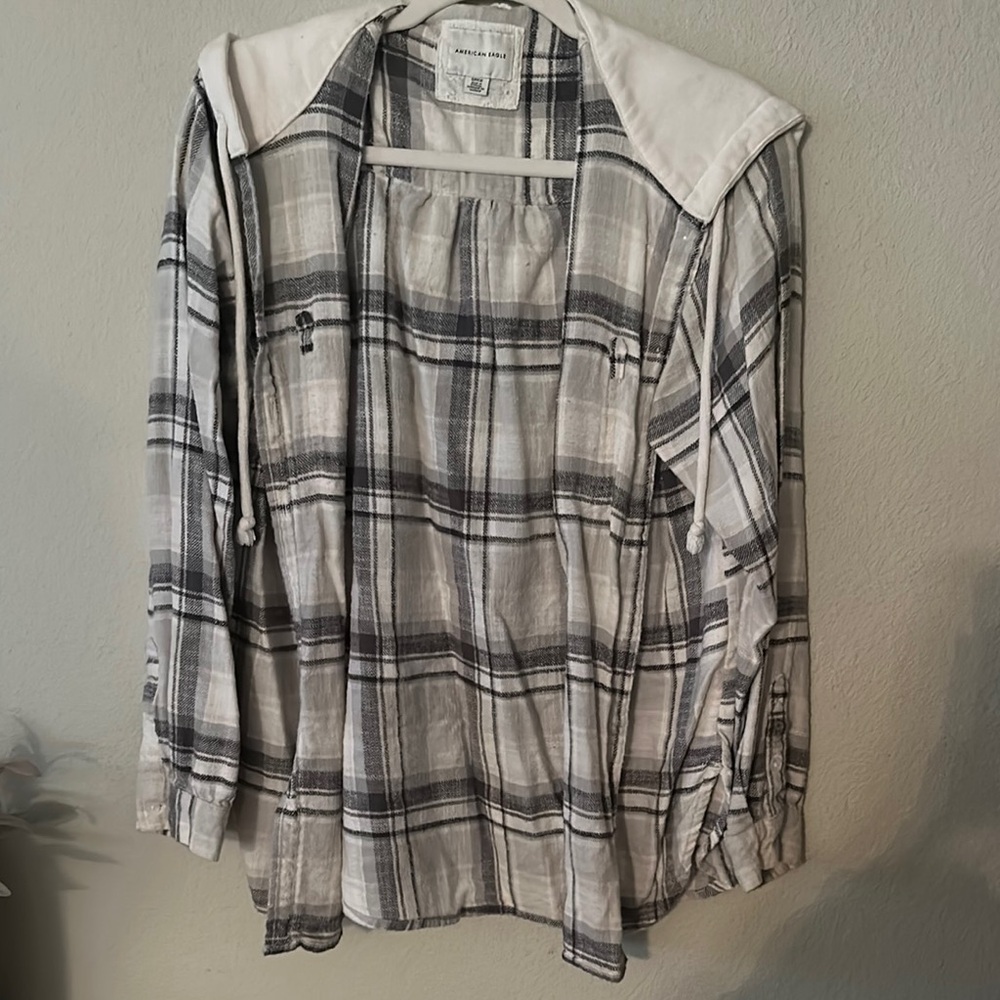 Women’s Plaid Shirt - Gray and White